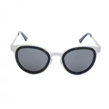 LGR FELI-SILVER01 Unisex Sunglasses - Silver Acetate Frame, Grey Polycarbonate Lenses, UV400 Protection, 47/24/145 mm