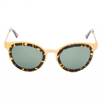 LGR Women's Feli Gold 09 Sunglasses - Hand-Polished Acetate Frame, Green CR-39 Lenses, UV400 Protection