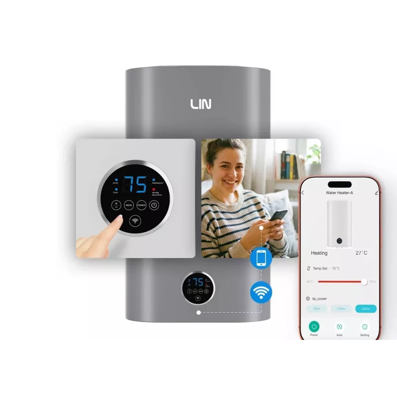 LI- LIN LIFVD1SMGY 80L Universal Grey Electric Water Heater with Wi-Fi