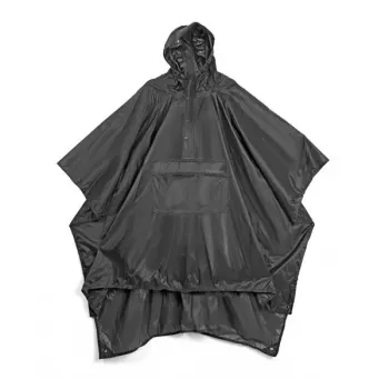 Lifeventure Travel Rain Poncho – Waterproof Ripstop Nylon, Black, One Size