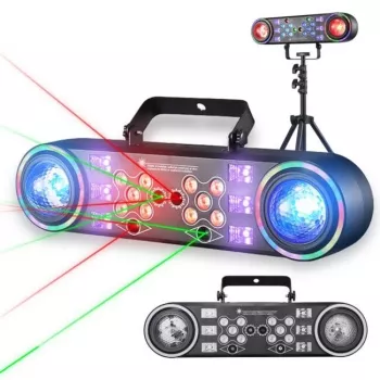 LIGHT4ME MAGIC BAR 4 6-in-1 Multi-Effect Lighting Bar with PAR, Derby, Strobe, Laser, UV and Grating Effects