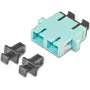 Lightwin LKUP DSC-DSC MM OM3 Duplex SC Fiber Optic Coupler, Ceramic Sleeve, Metal Housing, Aqua, Panel Mount
