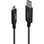 LINDY 10m USB 3.2 Gen 1 Type A to C Fibre Optic Hybrid Cable - Black