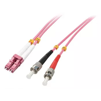 LINDY 15m LC to ST OM4 Multimode Duplex Fiber Patch Cable, LSZH, Violet 46355