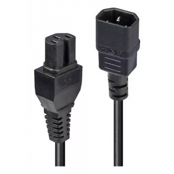 LINDY 1m C14 to C15 Hot Condition Power Cable - IEC C14 Male to C15 Female, H05VV-F, 10A, 250V, Black