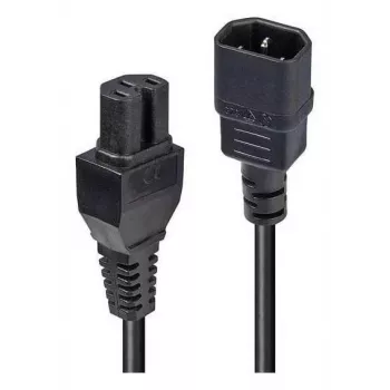 LINDY 1m C14 to C15 Hot Condition Power Cable - IEC C14 Male to C15 Female, H05VV-F, 10A, 250V, Black