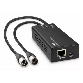 LINDY 2ch Dante to XLR Audio Decoder, PoE/USB-C Powered, 24-bit/96kHz, AES67 70619