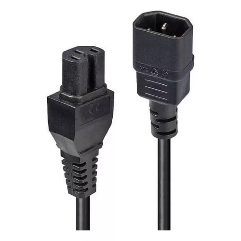 LINDY 5m C14 to C15 Power Cable – IEC C14 Male to IEC C15 Female, 250V 10A, Black
