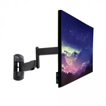 LINDY Adjustable Display Wall Mount (Black, for Monitors up to 66 cm / 26\”) with Full Motion Tilt & Swivel, VESA 75x75/100x100, Max 15 kg