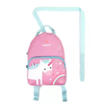 LittleLife Toddler Backpack Face Unicorn 2L Child Backpack with Detachable Safety Rein