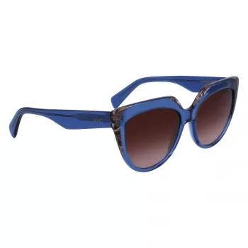 LIU JO Women's Sunglasses LJ783S-416 Blue Cat Eye Frame Grey Gradient Lens 55mm