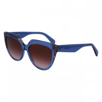 LIU JO Women's Sunglasses LJ783S-416 Blue Cat Eye Frame Grey Gradient Lens 55mm