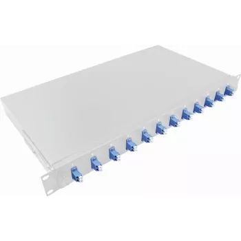 LogiLink 19 inch 1U Rackmount Splice Box LC-Duplex 12 Port Single Mode OS2, Fully Equipped, Light Grey F12LC2G