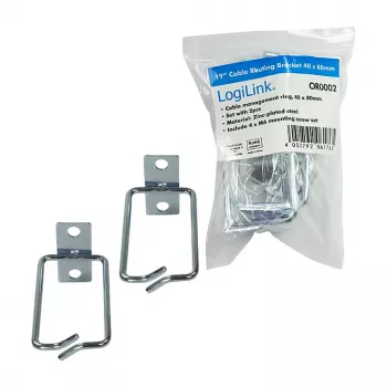 LogiLink 19 inch Cable Management Bracket 40 x 80 mm, Steel, 2 Pieces