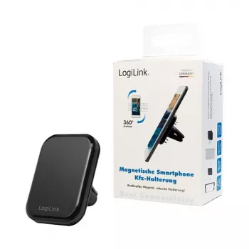 LogiLink AA0114 Magnetic Air Vent Car Mount for Smartphones, 360° Rotation, Universal Fit, Black