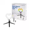 LOGILINK AA0155 Heart-Shaped LED Ring Fill Light with Tripod, 20.5 cm, 10 Brightness Levels, 3000K-6000K, USB-A