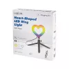 LOGILINK AA0155 Heart-Shaped LED Ring Fill Light with Tripod, 20.5 cm, 10 Brightness Levels, 3000K-6000K, USB-A