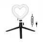 LOGILINK AA0155 Heart-Shaped LED Ring Fill Light with Tripod, 20.5 cm, 10 Brightness Levels, 3000K-6000K, USB-A