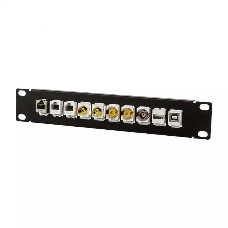 LogiLink ACT108 10-Port Keystone Patch Panel, 10-Inch Rack, 1U, Black
