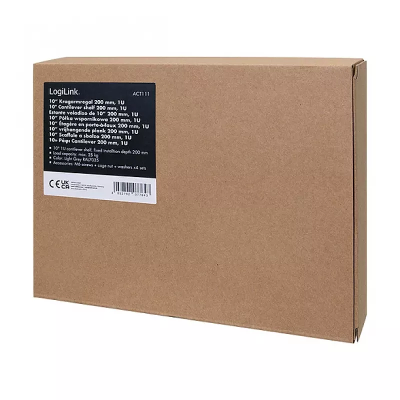 Logilink ACT111 Cantilever Shelf 200 mm 1U Grey Rack Shelf