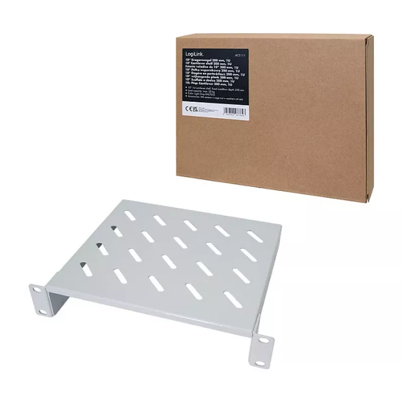Logilink ACT111 Cantilever Shelf 200 mm 1U Grey Rack Shelf