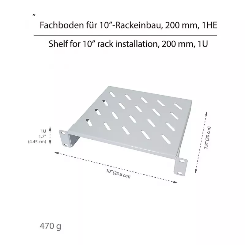 Logilink ACT111 Cantilever Shelf 200 mm 1U Grey Rack Shelf