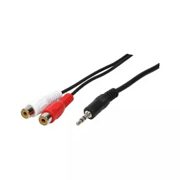 LogiLink Audio Cable, 3.5 mm 3-pin Male to 2x RCA Female, Black, 0.2 m