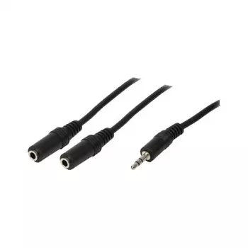LogiLink Audio Splitter Cable, 3.5 mm Stereo Male to 2x 3.5 mm Stereo Female, Black, 0.2 m