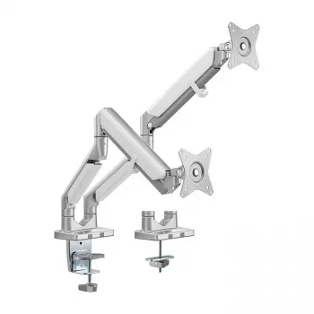 LogiLink BP0088 TIS 17-32 Dual Monitor Mount – Gas Spring, 2x 9kg, Silver, VESA 75/100, Clamp/Grommet