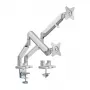 LogiLink BP0088 TIS 17-32 Dual Monitor Mount – Gas Spring, 2x 9kg, Silver, VESA 75/100, Clamp/Grommet