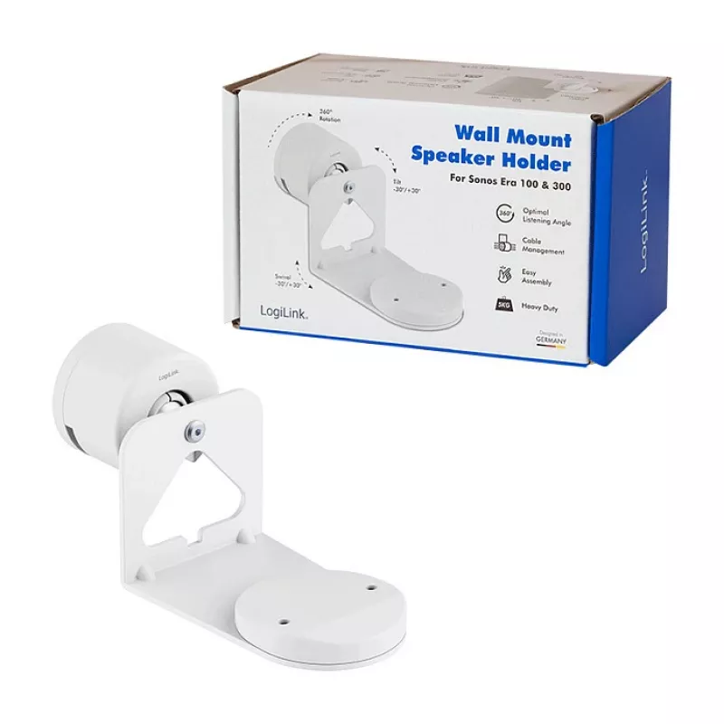 LogiLink BP0207W Speaker Wall Mount for Sonos Era 100 & Era 300, White, Max 5 kg