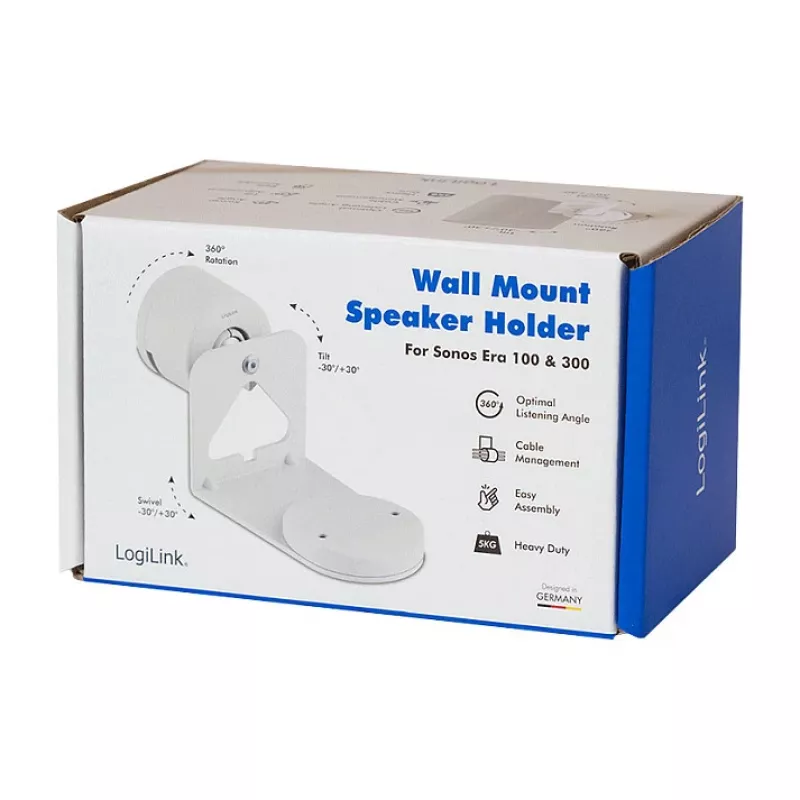 LogiLink BP0207W Speaker Wall Mount for Sonos Era 100 & Era 300, White, Max 5 kg