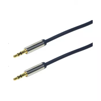 LogiLink CA10030 Premium 3.5mm TRS Male to Male Audio Cable, Metal Connectors, Blue, 0.3m