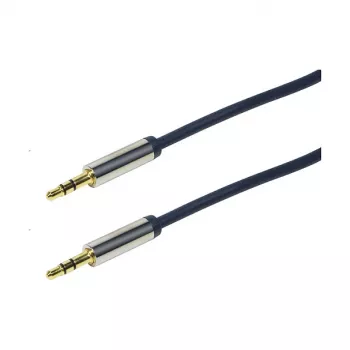 LogiLink CA10050 3.5mm TRS Male to 3.5mm TRS Male Stereo Audio Cable, Metal Connectors, Blue, 0.5m