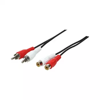 LogiLink CA1037 Audio Extension Cable, 2x RCA Male to 2x RCA Female, 5 m, Black