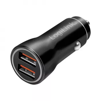 LogiLink PA0285 2-Port USB Car Charger 10.5W, LED Illuminated, Black