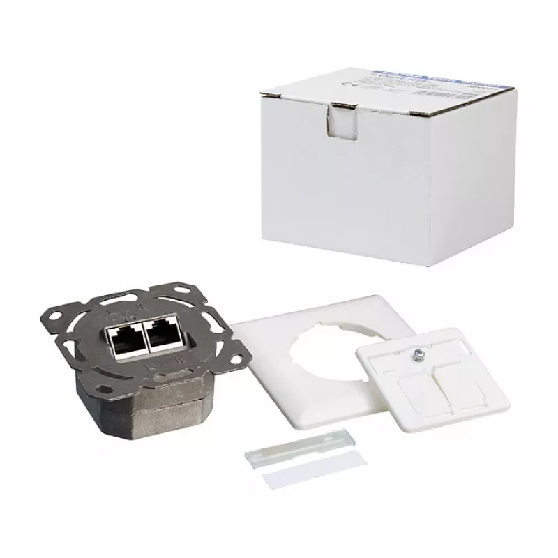 LogiLink Cat.6 Wall Outlet 2xRJ45 STP Horizontal Signal White