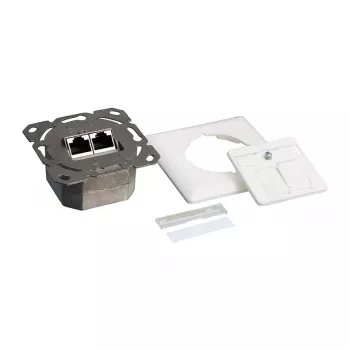 LogiLink Cat.6 Wall Outlet 2xRJ45 STP Horizontal Signal White