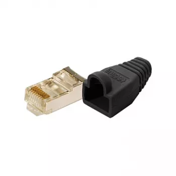 LogiLink Cat5e RJ45 Modular Plug, Shielded (8P8C), Black – Pack of 100