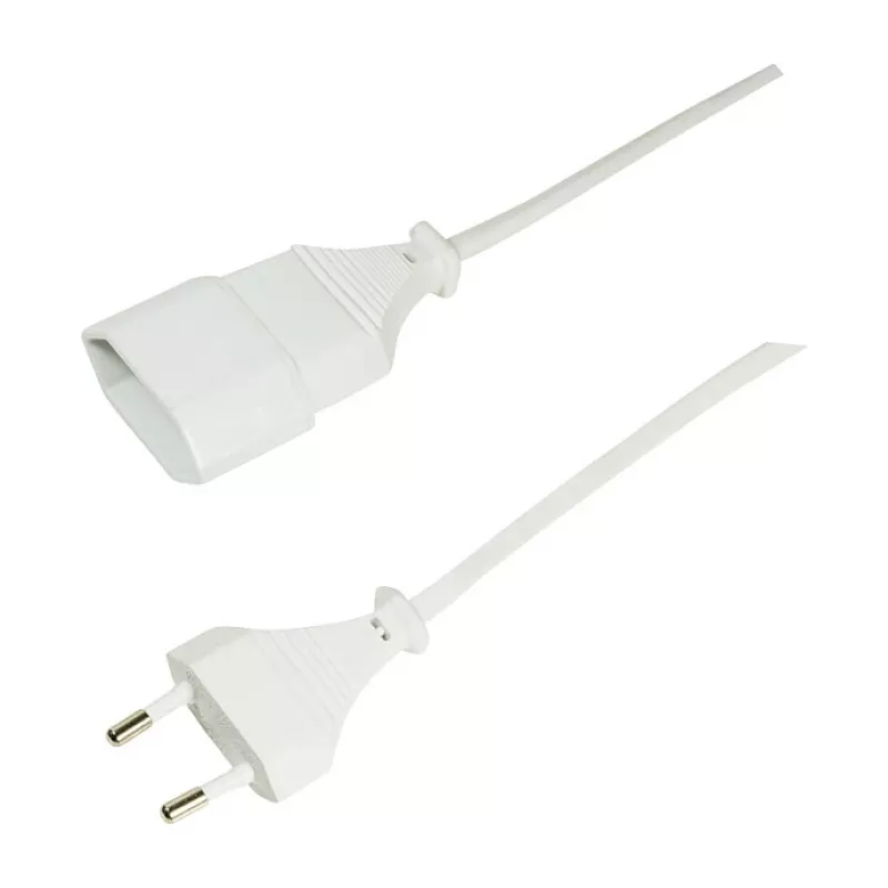 LogiLink CP125 Power Extension Cable, Europlug CEE 7/16 Male to Female, 1 m, White