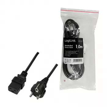 Logilink CP151 Power Cable, CEE 7/7 to IEC C19, Black, 1 m