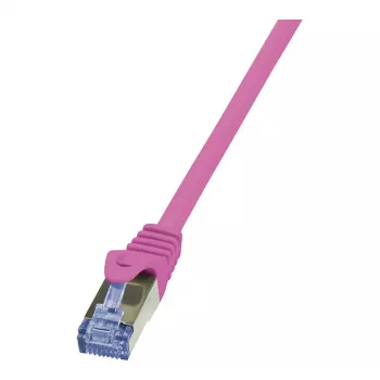 LogiLink CQ3019S CAT 6A S/FTP Patch Cable, RJ45, 0.25 m, Pink, LSZH, Snagless