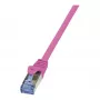 LogiLink CQ3019S CAT 6A S/FTP Patch Cable, RJ45, 0.25 m, Pink, LSZH, Snagless