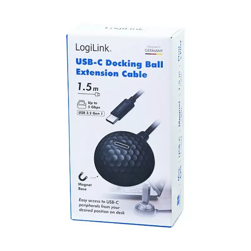 LogiLink CU0099 USB 3.2 Gen 1 Type-C Male to Female Extension Cable, 5 Gbps, Black, 1.5 m