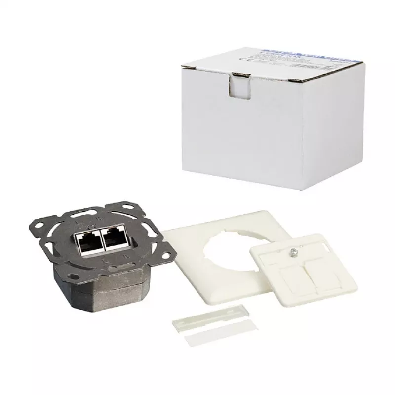 LogiLink DSIT Flush-Mount Cat. 6a Shielded 2-Port RJ45 Outlet Ivory