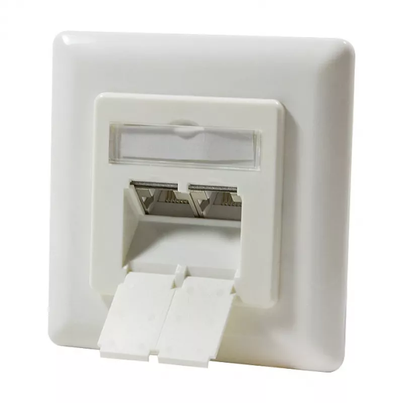 LogiLink DSIT Flush-Mount Cat. 6a Shielded 2-Port RJ45 Outlet Ivory