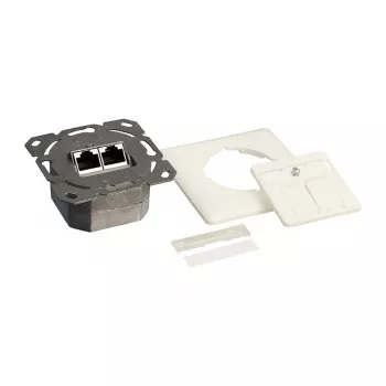 LogiLink DSIT Flush-Mount Cat. 6a Shielded 2-Port RJ45 Outlet Ivory
