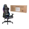 LogiLink EO0076 Gaming Chair with RGB Lighting, Lumbar Support, Black/Blue
