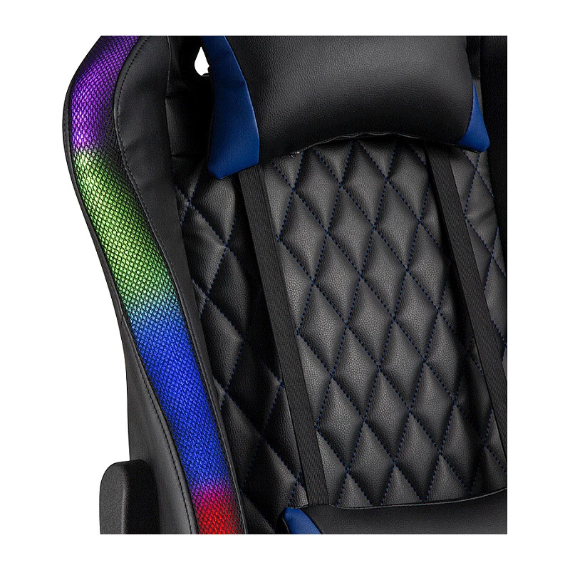 LogiLink EO0076 Gaming Chair with RGB Lighting, Lumbar Support, Black/Blue