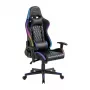 LogiLink EO0076 Gaming Chair with RGB Lighting, Lumbar Support, Black/Blue
